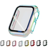 screen protector cover for apple watch case 45mm 44mm 40mm 42mm 38mm 41mm hd tempered plating glass for iwatch 7 6 5 4 3 se