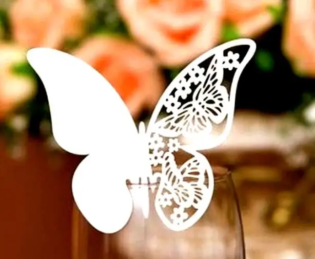 20pcs/lot Laser Cut-out Butterfly Wedding Decoration Birthday Party Cup Card Table Name Wine Food Guest Seats Place Cards Favor | Дом и сад
