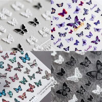 2021 diy 3d butterfly nail art sticker black and white adhesive sticker decals tool beauty colorful purple nail art tattoo t408