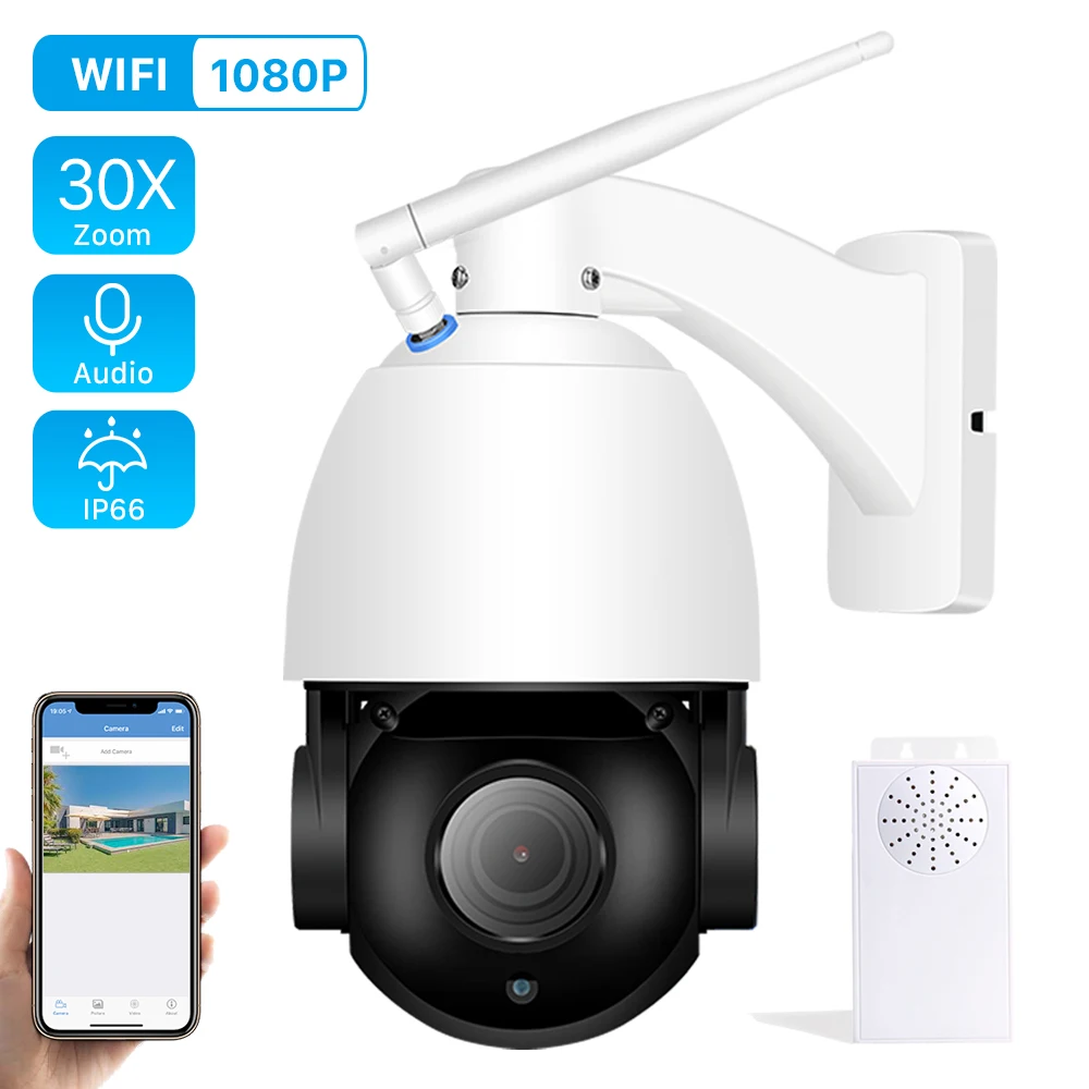 Беспроводная IP камера ANBIUX 1080P с 30 кратным оптическим зумом PTZ двустороннее аудио Wi