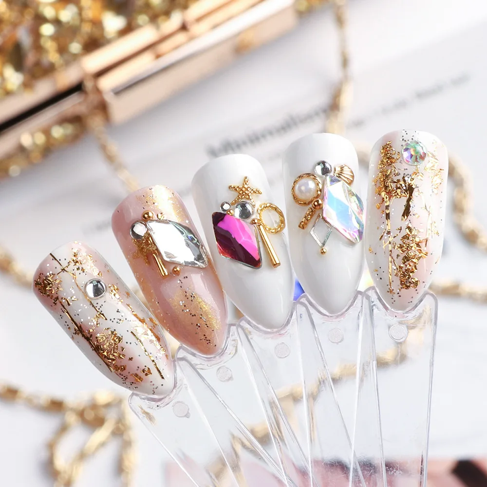 Набор 3D Стразы для ногтей 10 шт. Ромб бриллиантовые украшения дизайнов Золотая