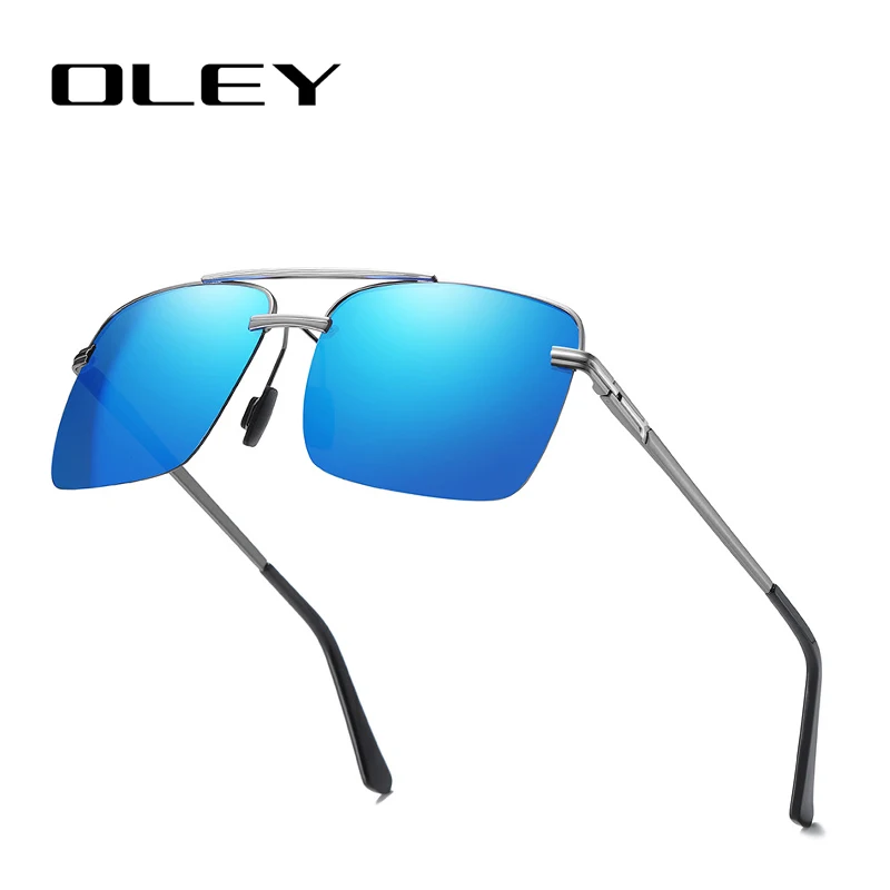 

OLEY Classic Semi-Rimless Men's Stretch Temples Design Alloy Sunglasses Polarized Brand New Vintage Women Sun Glasses Eyewear