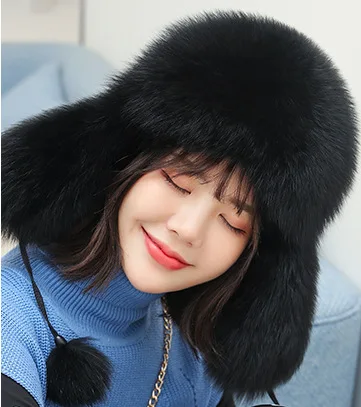 

Women's Warm and Thick Fur Winter Children Fox Fur Skiing Bomber Hats With Ear Protection