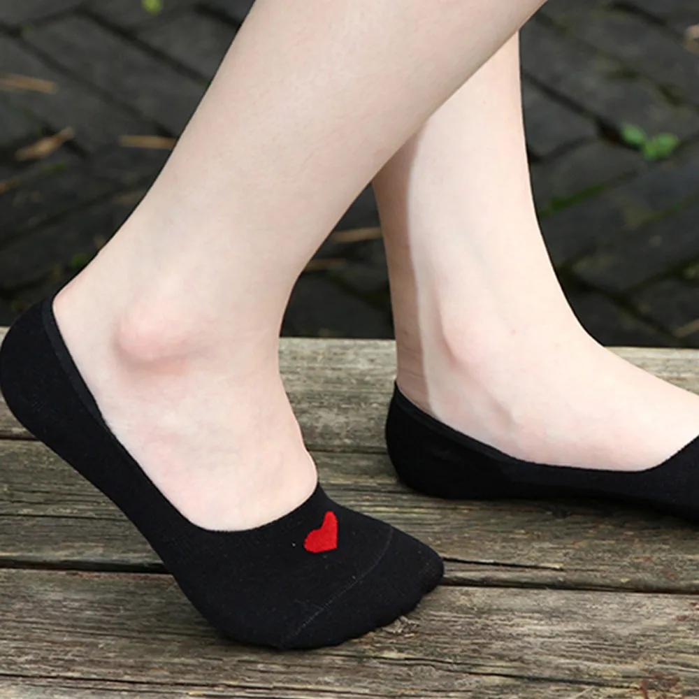 Носки-невидимки женские хлопковые нескользящие 5 цветов 1 пара | Женская одежда