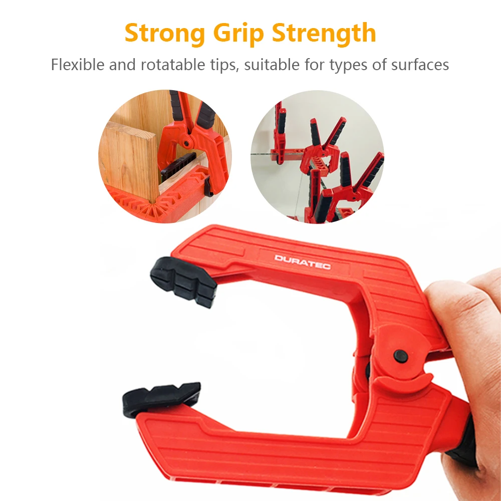 

DURA Woodworking Clamp Heavy Duty Spring Clamp 6 Inch Plastic Spring Clips Flexible Jaw Pad Strong Grip for Home Improvement