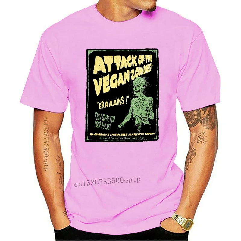 

Новая веганская рубашка атака зомби, футболка для вегетарианцев, крутая забавная футболка, мужские высококачественные футболки, мужские ле...