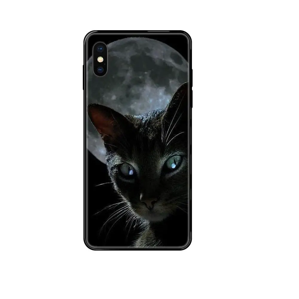 Black Soft TPU Cartoon Pattern Phone Case Melancholy Cat Lovely Emboss Uv Clear For Huawei P8 P9 P10 P20 P30 P40 P Smart Lite | Мобильные