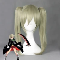 anime soul eater maka albarn cosplay wigs linen double ponytail heat resistant synthetic hair wig wig cap