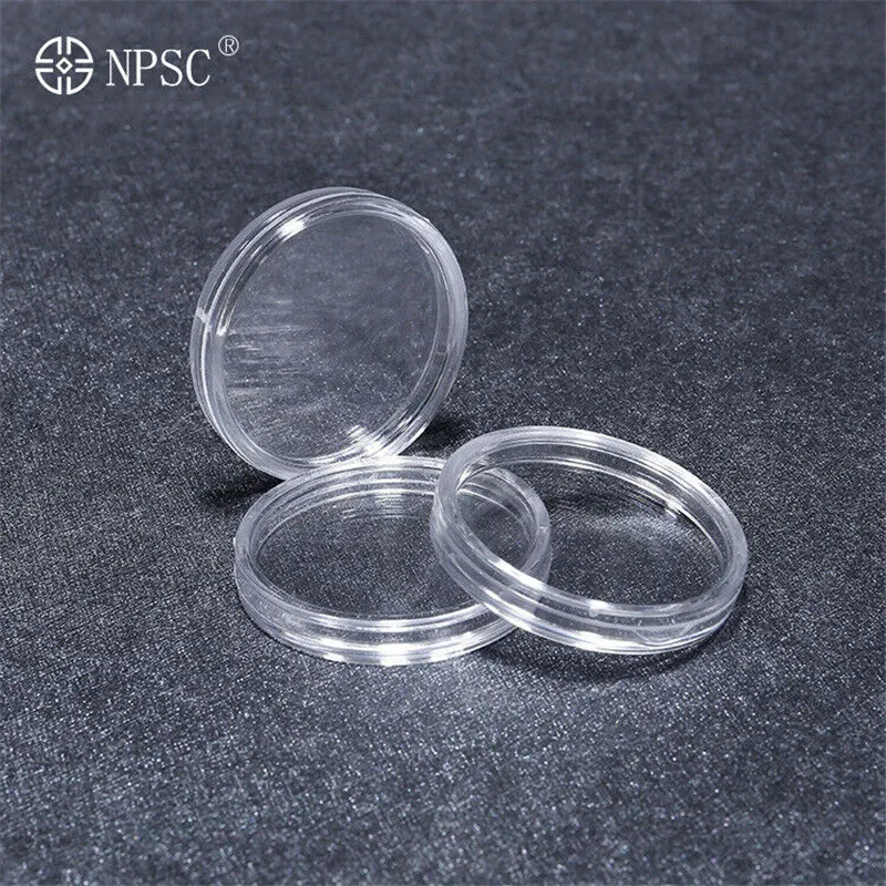 Прозрачная Круглая Пластиковая Коробка для монет и капсул 100 шт. 27 мм держатель