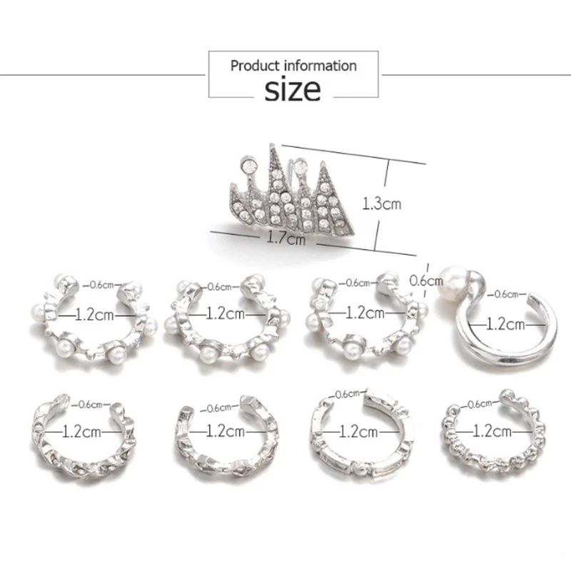

9 Pcs Ear Clips Bohemia Ear Cuffs Earrings Fashion Non-pierced Ears Women Girls