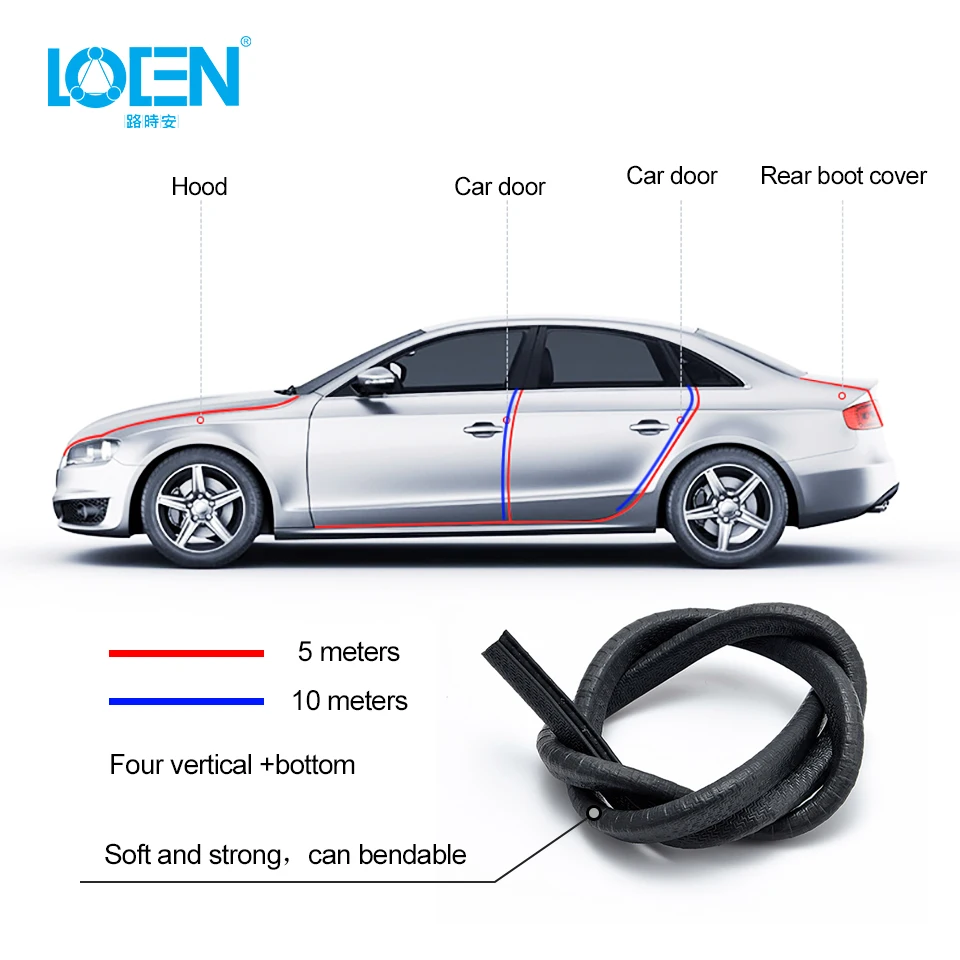 

LOEN 2019 Car Door Side Universal Safety Edge Guard Strip Scratch Protector Anti-collision Corner Bumper Strip Car Styling