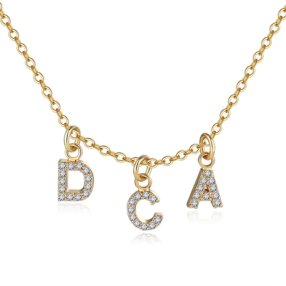 LUER Name Initial Necklace  Christmas Gift Name Necklace Gold  Dangle Name Necklace  Letter Name Necklace  Silver Name