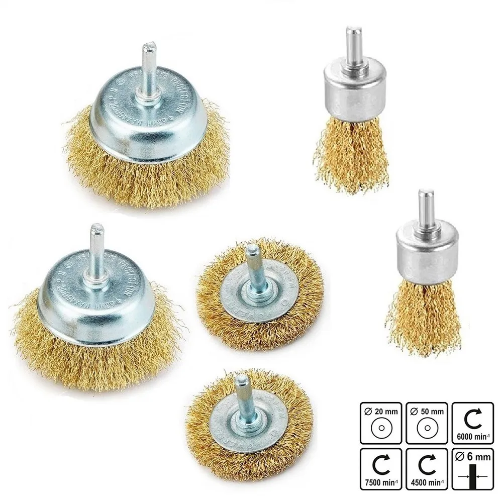 6 шт гофрированная проволочная колесная щетка комплект универсальный набор