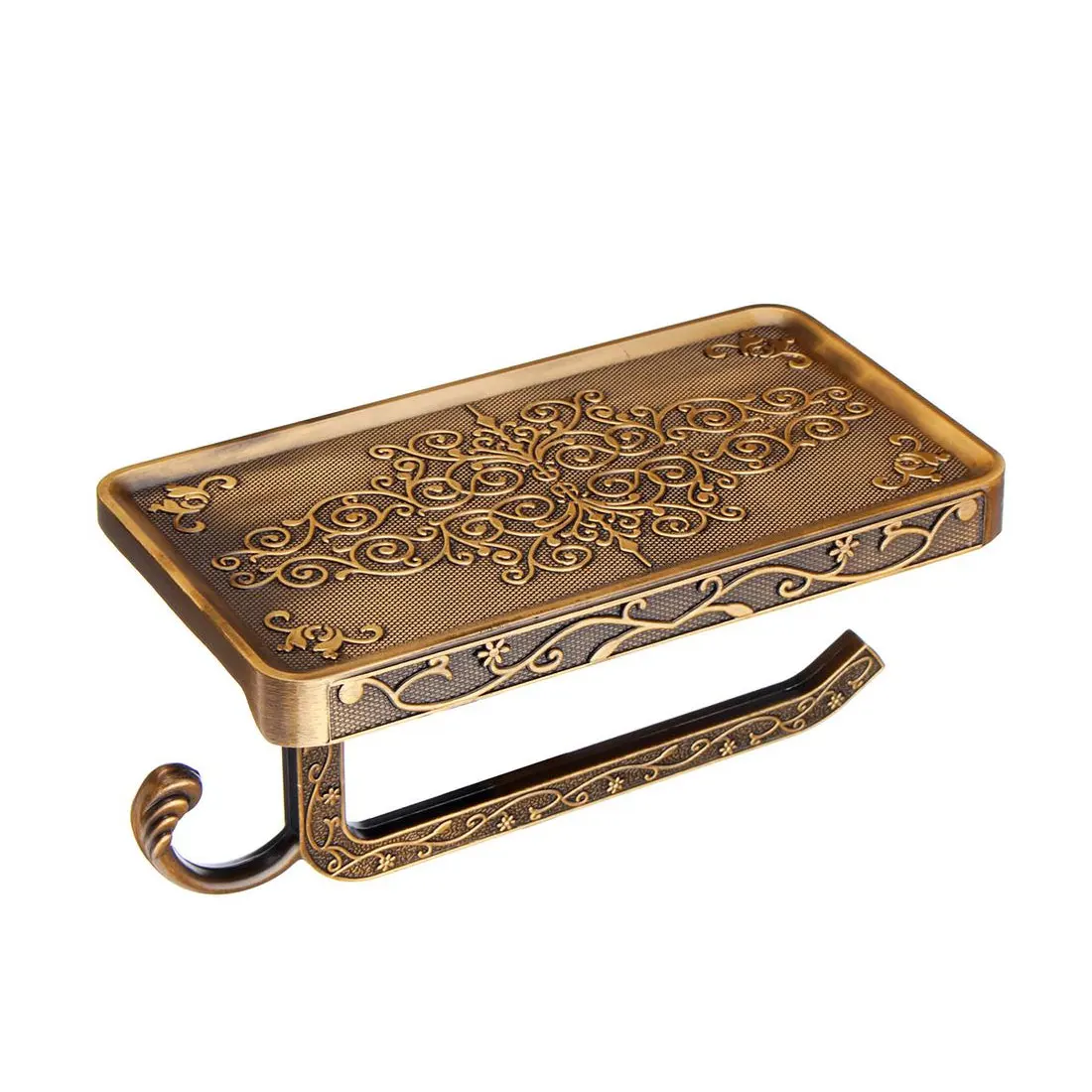 Bathroom Hardware Set White Paper Mobile Phone Holder Space Aluminum Antique Roll with Shelf Toilet Box Wall Mount | Дом и сад