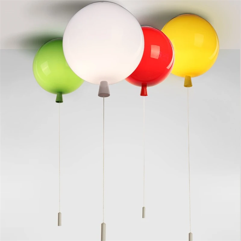 Modern 5 colors balloon acrylic ceiling light fixtures Kids Room home decor bedroom E27 bulb ceiling lamps with switch Luminaire images - 6