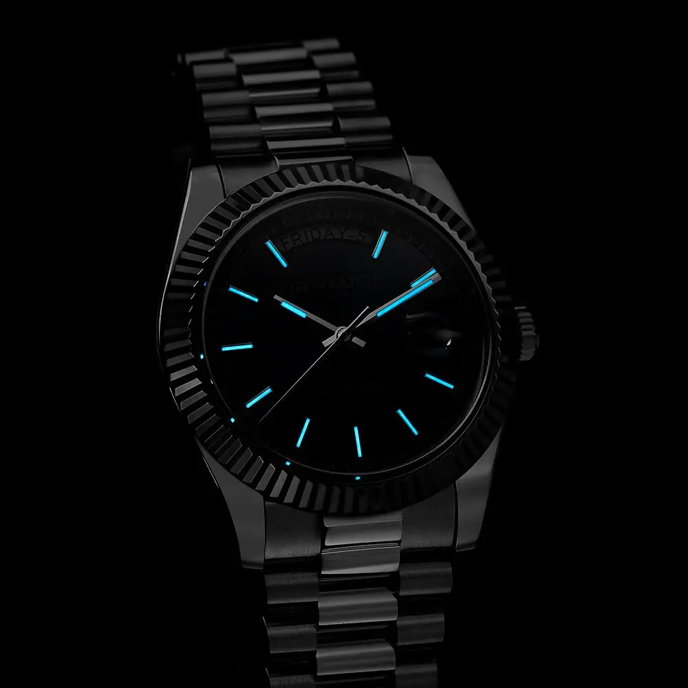 Механические часы IRONWATCH Day-Date из нержавеющей стали 316L с автоматическим механизмом