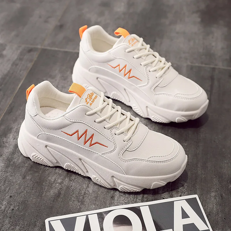 

Pennysue Women Sport Shoes 2020 New Ins Fashion Korean-Style Casual Women Sneakers Solid White Autumn Student Running Shoes