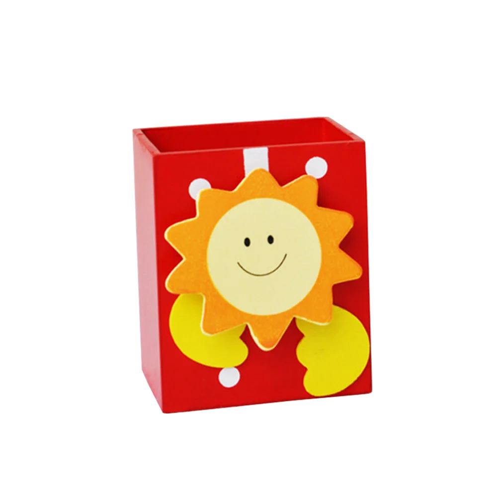 

Мультяшный Настольный держатель для карандашей и ручек, канцелярские принадлежности, органайзер для дома, офиса, школы (красное солнце)