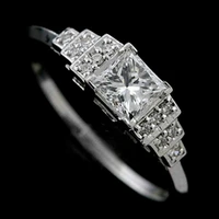 1 5 carats white gem simple 925 sterling silver square engagement wedding anniversary ring size 6 10