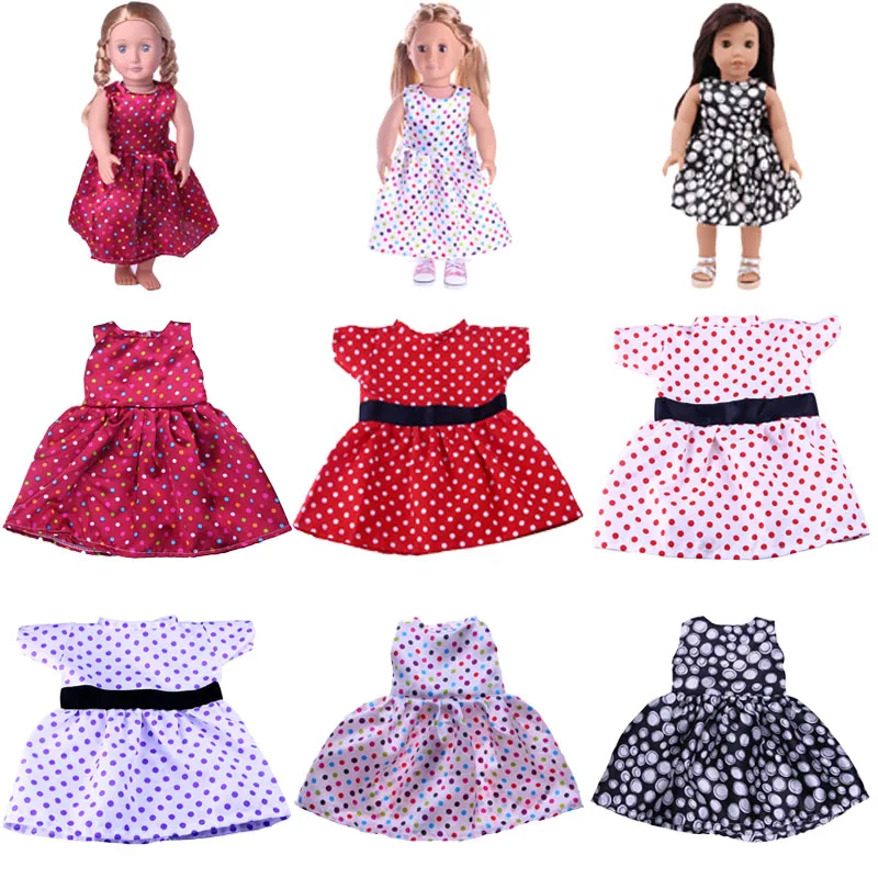 

Одежда для кукол платья в горошек для кукол 18 дюймов и 43 см и новорожденных подарки на день рождения для девочек