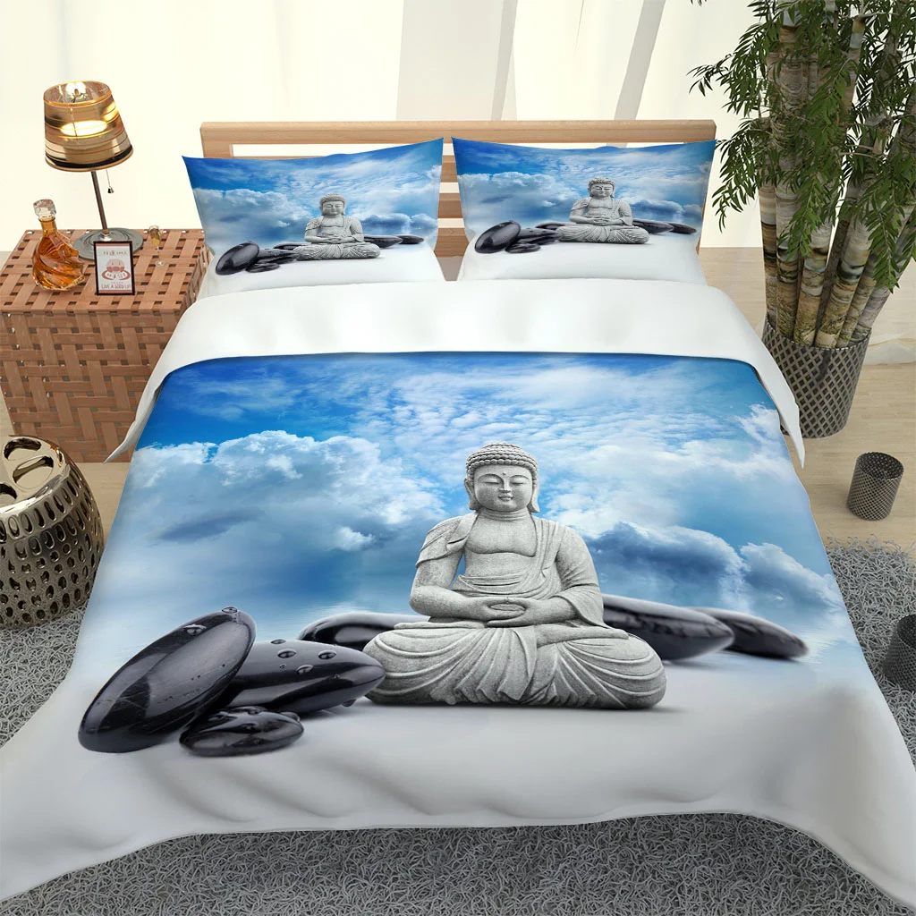 

2020 Hot Style Bedding Set 3d Digital the Buddha Pattern 2/3pcs Duvet Cover Set Single Twin Double Full Queen King Bedding