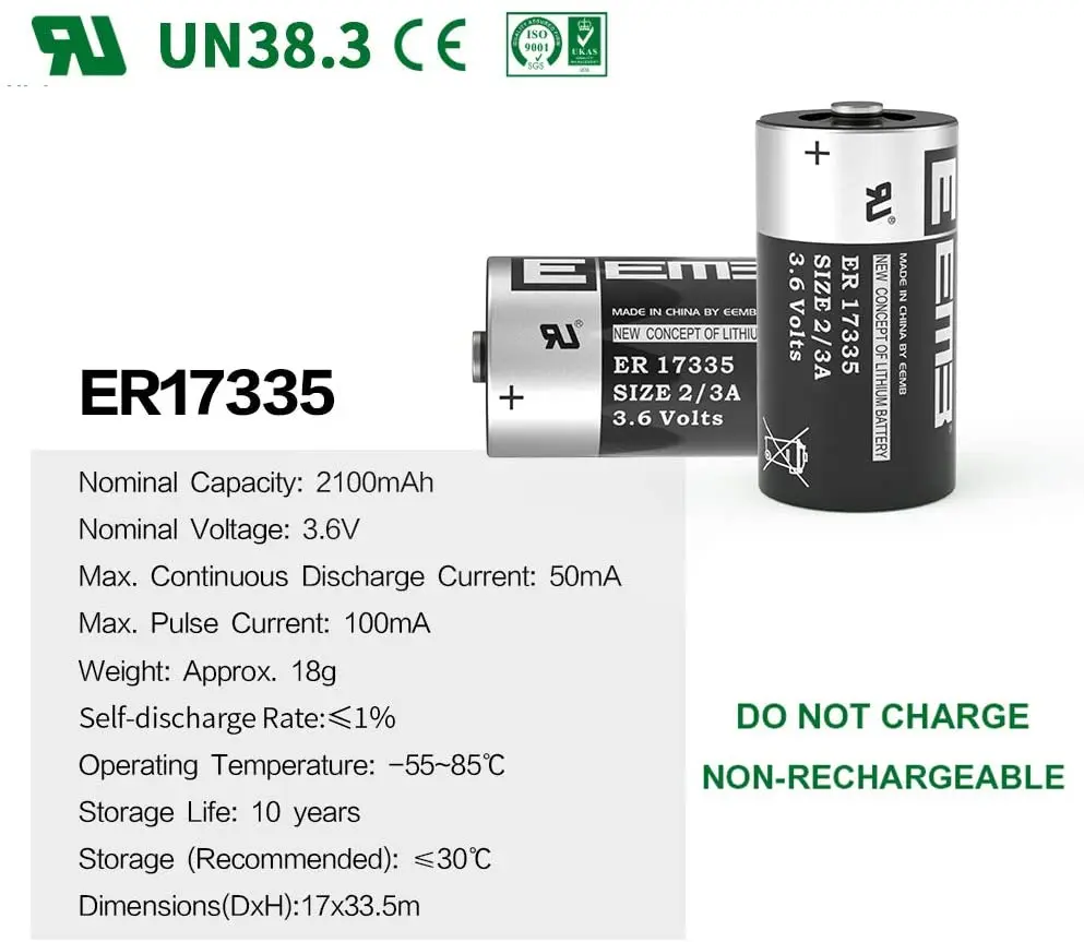 EEMB 2/3A 3 6 V литиевая батарея ER17335 батареи 2100mAh неперезаряжаемая для GPS монитора