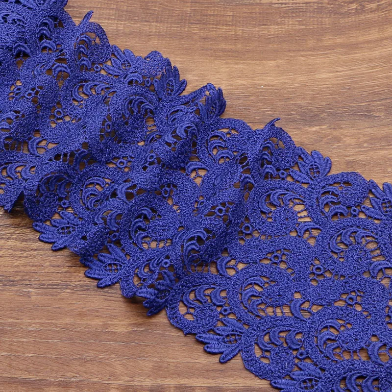 

1 ярд Высокое качество широкое водорастворимое кружево полый Цветочный вышитый молочный шелк кружево для свадебного платья Декор для одежд...