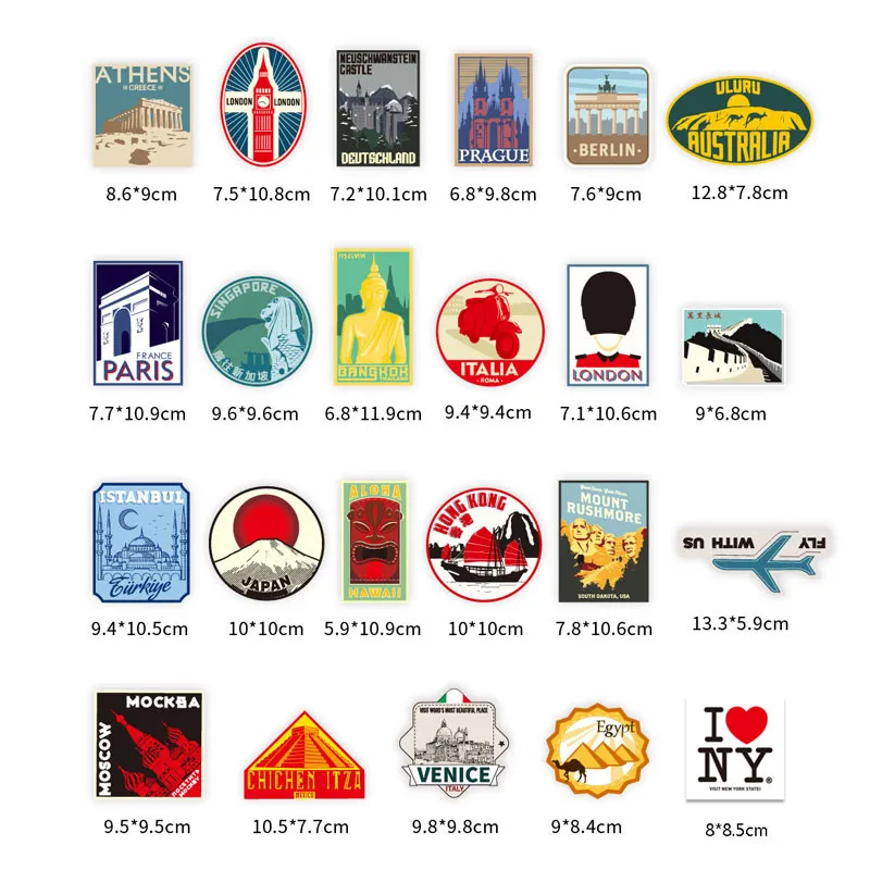 Дорожные наклейки в стиле ретро 23 стран большой размер кувшин для ноутбука