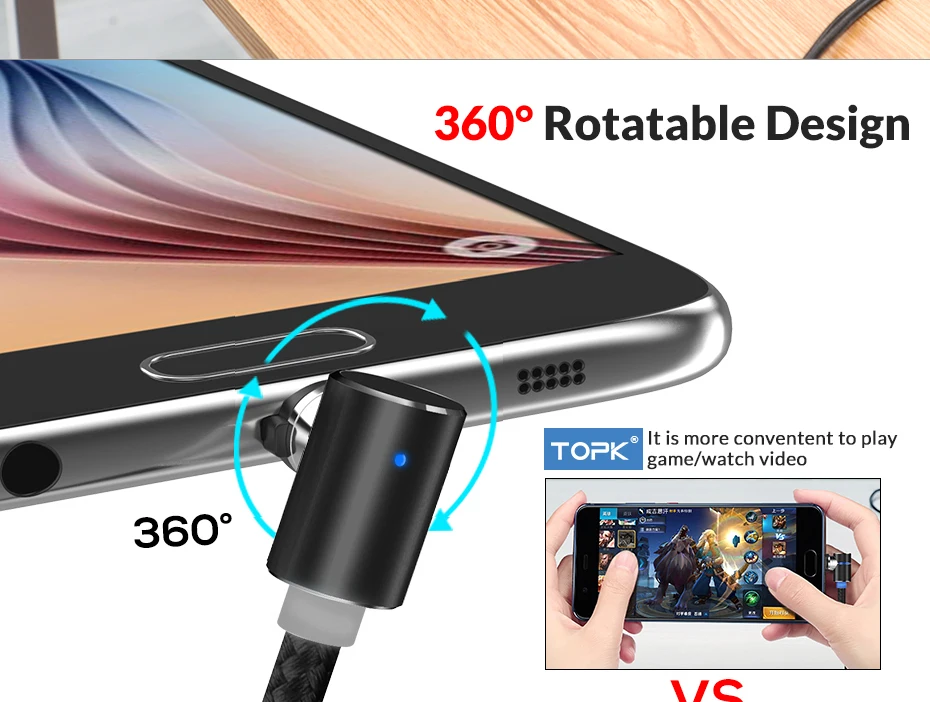 TOPK Магнитный usb кабель для зарядки Micro USB кабель для iPhone samsung huawei usb type C Магнитный зарядный кабель кабели для мобильных телефонов