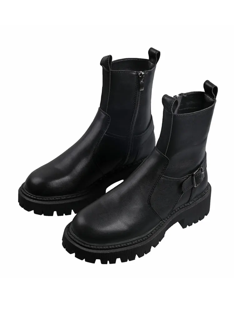 

Women's 2020 autumn and winter new side zipper casual low-heel motorcycle short boots