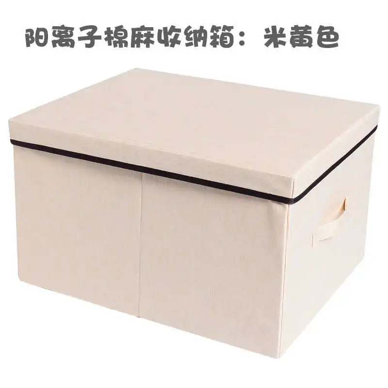 

Washable Cotton Linen Clothing Storage Box Wardrobe Rectangle Organizer with Lid organizador ropa Portable Container Bag