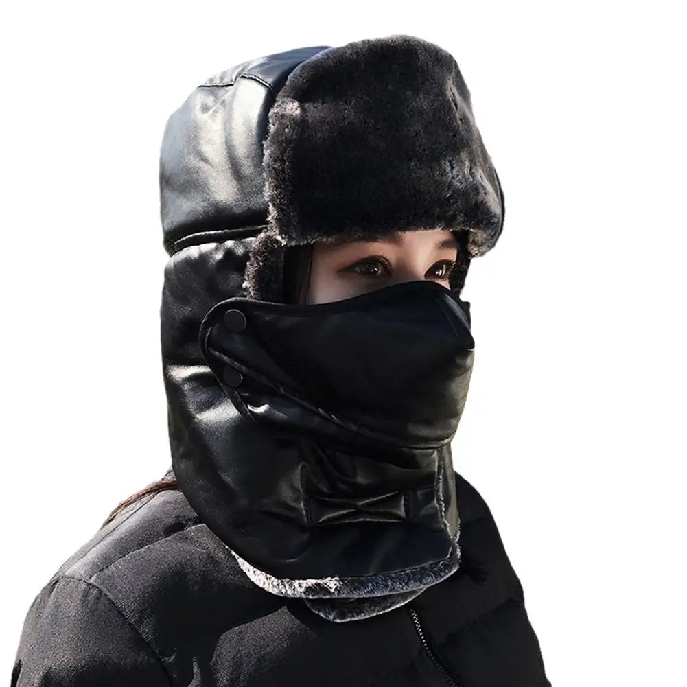 

New Fashion Cute Embroidered Little Bear Mask Cap Ear Protection Hat Winter Plush Scarf Hat Integrated Trend Warmth