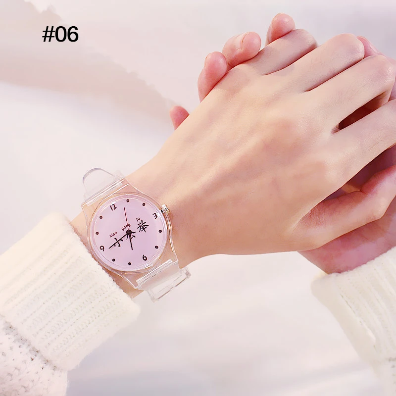 Женские силиконовые часы в мультяшном стиле прозрачные с ремешком Корейском