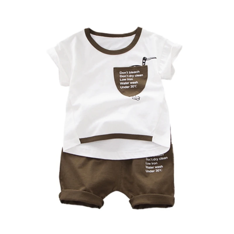 Летняя Повседневная хлопковая одежда для маленьких мальчиков с мультяшными