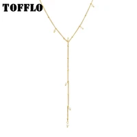 tofflo stainless steel jewelry y shaped tassel long sweater chain fashion necklace for female bsp775