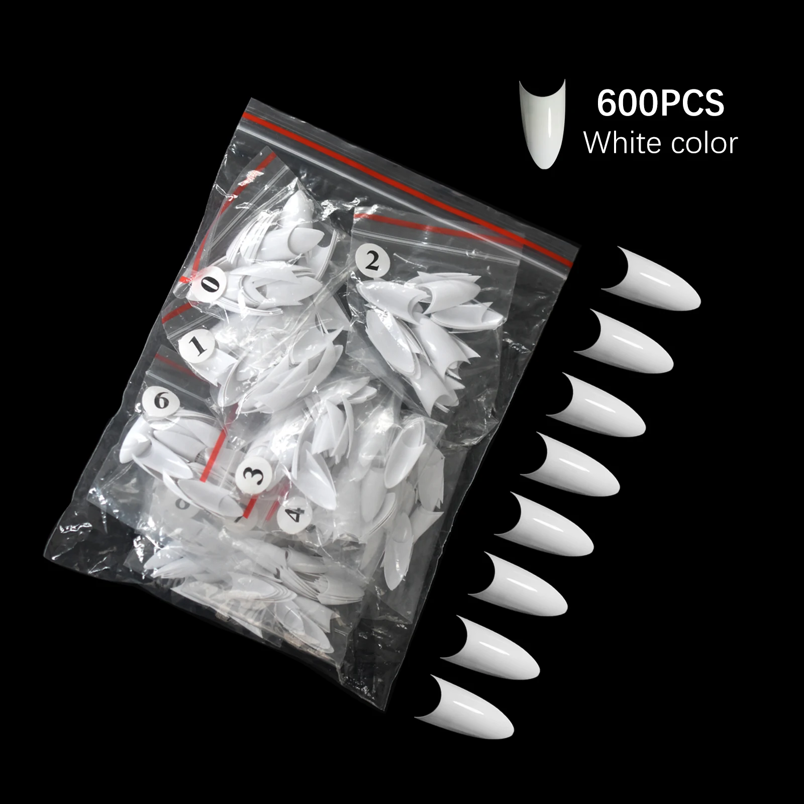 

600PCS Nails Half Cover Pure White DIY Design Yourself Almond&Square Wholesale Suppliesing Gels Fake Fingernails Flase Art EchiQ