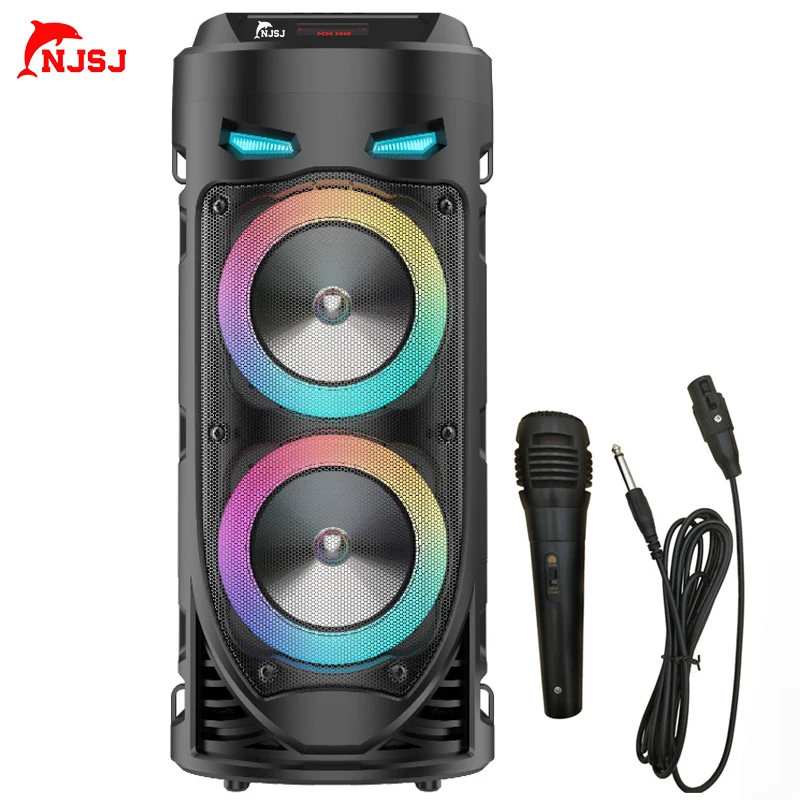 NJSJ Speakers Bluetooth Party 30W Portable Big Power Stereo Subwoofer Outdoor with Microphone and Remote Control | Электроника