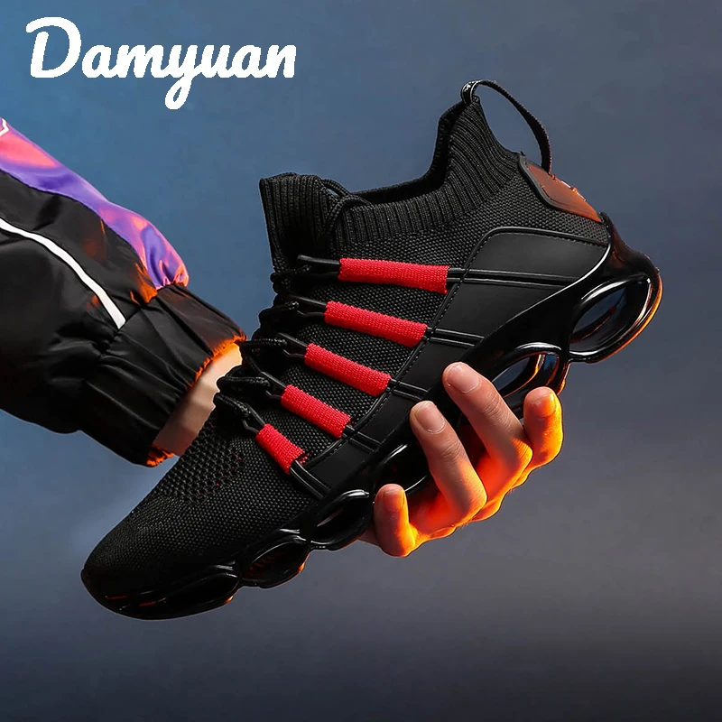 Damyuan 2020 Winter Hot Selling Fashion Comfortable Flying Weaving Man Sneakers Shock Absorbing Elevating Leisure Running Shoes