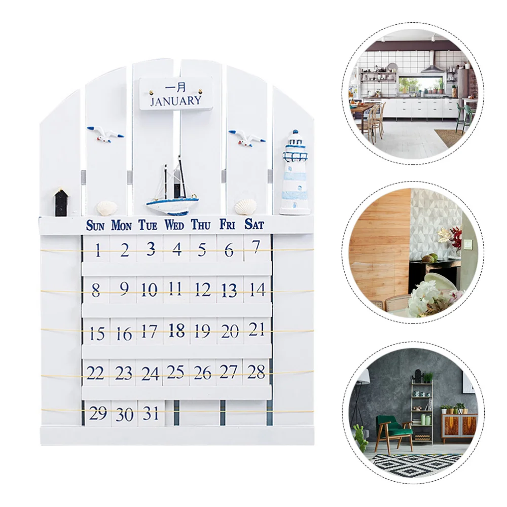 

1Pc Calendar Mediterranean Style Creative Perpetual Calendar Wall Calendar for Office