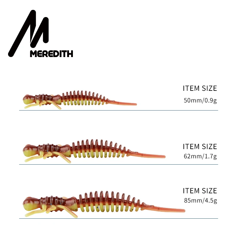 MEREDITH Larva Soft Lures 50mm 62mm 85mm Fishing Artificial Silicone Bass Pike Minnow Swimbait Jigging Plastic Baits Worm |
