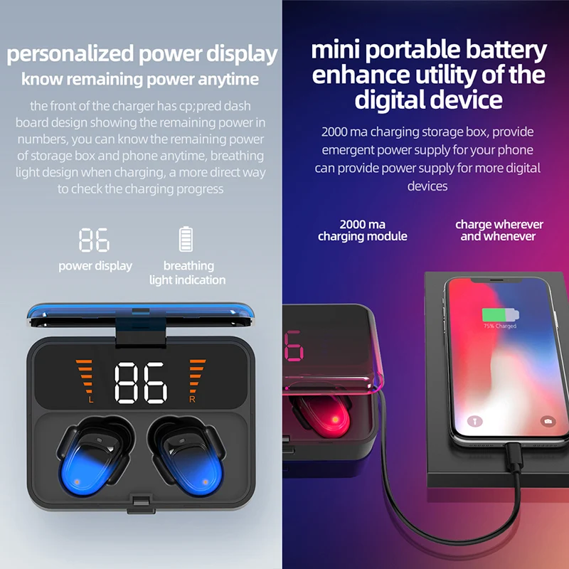 DISOUR наушники вкладыши TWS с 5 0 Bluetooth IPX5 Водонепроницаемый 3D стерео Беспроводной