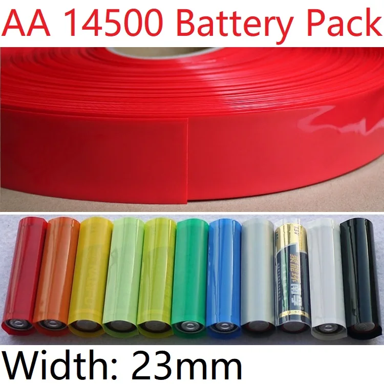 

2M Width 23mm PVC Heat Shrink Tube Dia 14.5mm Lithium Battery AA 14500 Pack Insulated Film Wrap Protect Case Pack Wire Sleeve