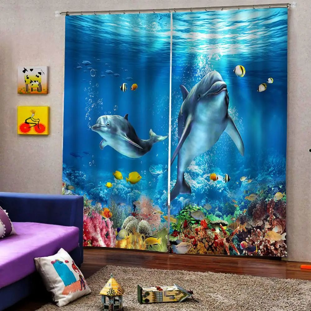 Подводная занавеска для душа с изображением животных океана рыба дельфин