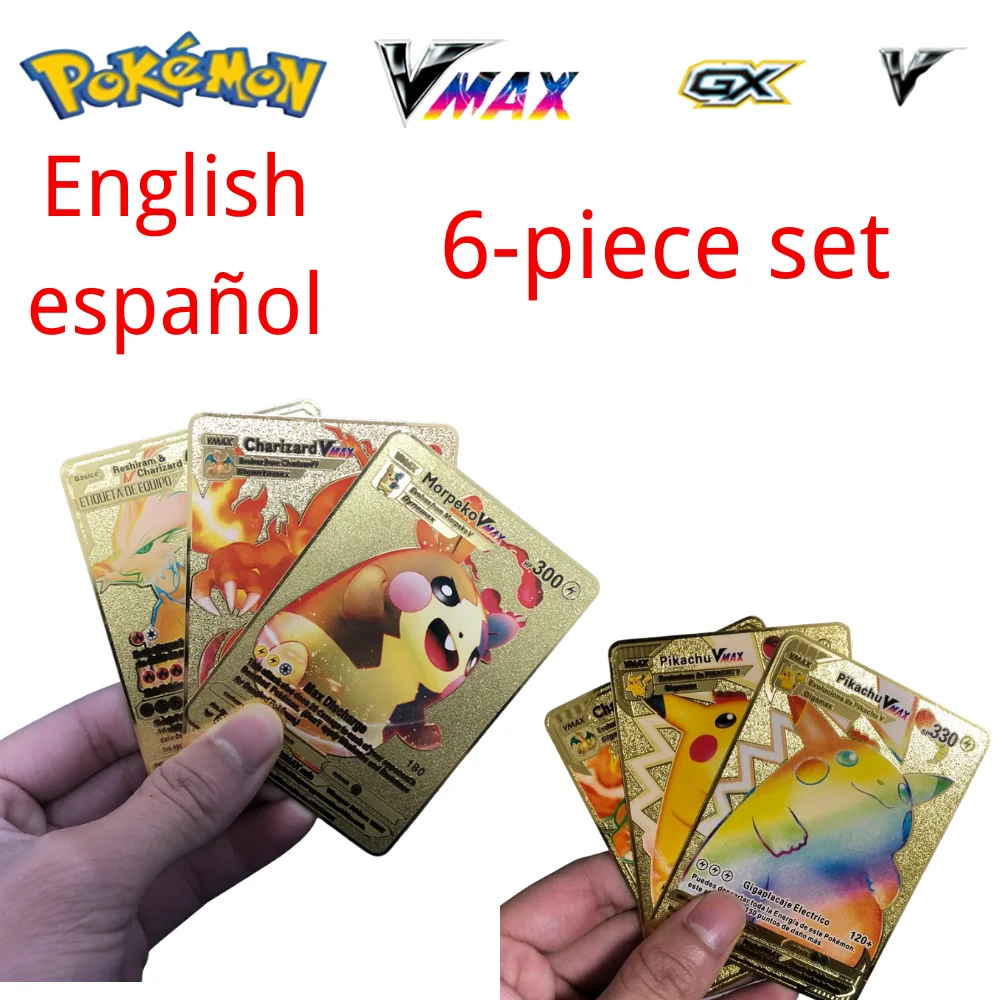

Металлическая карточка 6 шт./партия версия, Pokemon Пикачу; Чаризард, игра Venusaur, аниме Боевая торговля, Коллекционная модель, игрушки, подарки