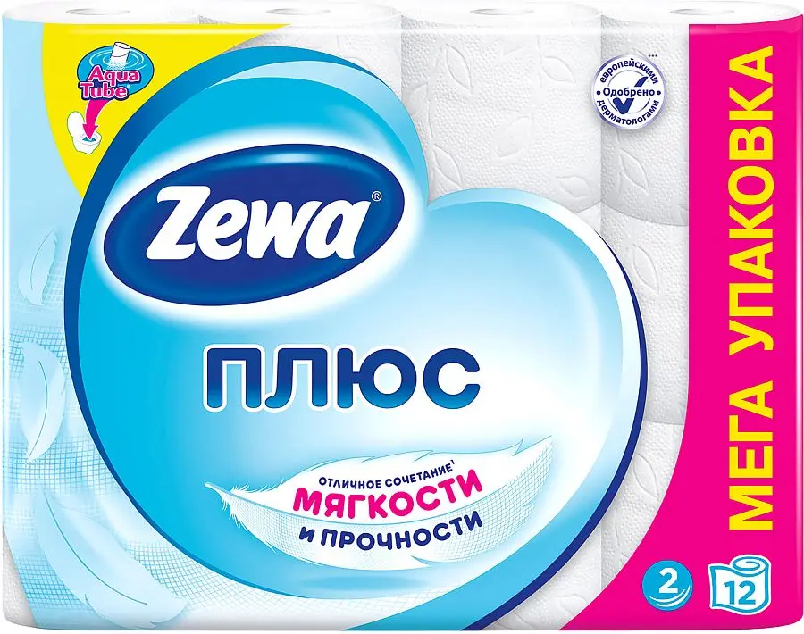 Туалетная бумага Zewa Плюс Белая 2 слоя 12 рулонов | Красота и здоровье