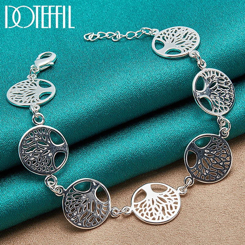 

DOTEFFIL 925 Sterling Silver Tree of Life Chain Bracelet For Women Wedding Engagement Party Fashion Jewelry