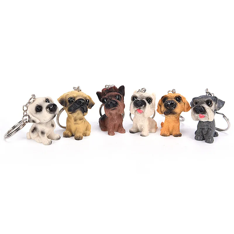 

3D Resin Cute Dog Key Chain Animal Keyring Key Ring Holder Pom Gift For Women Girl Bag Charms Keychains For Car Bag Charm
