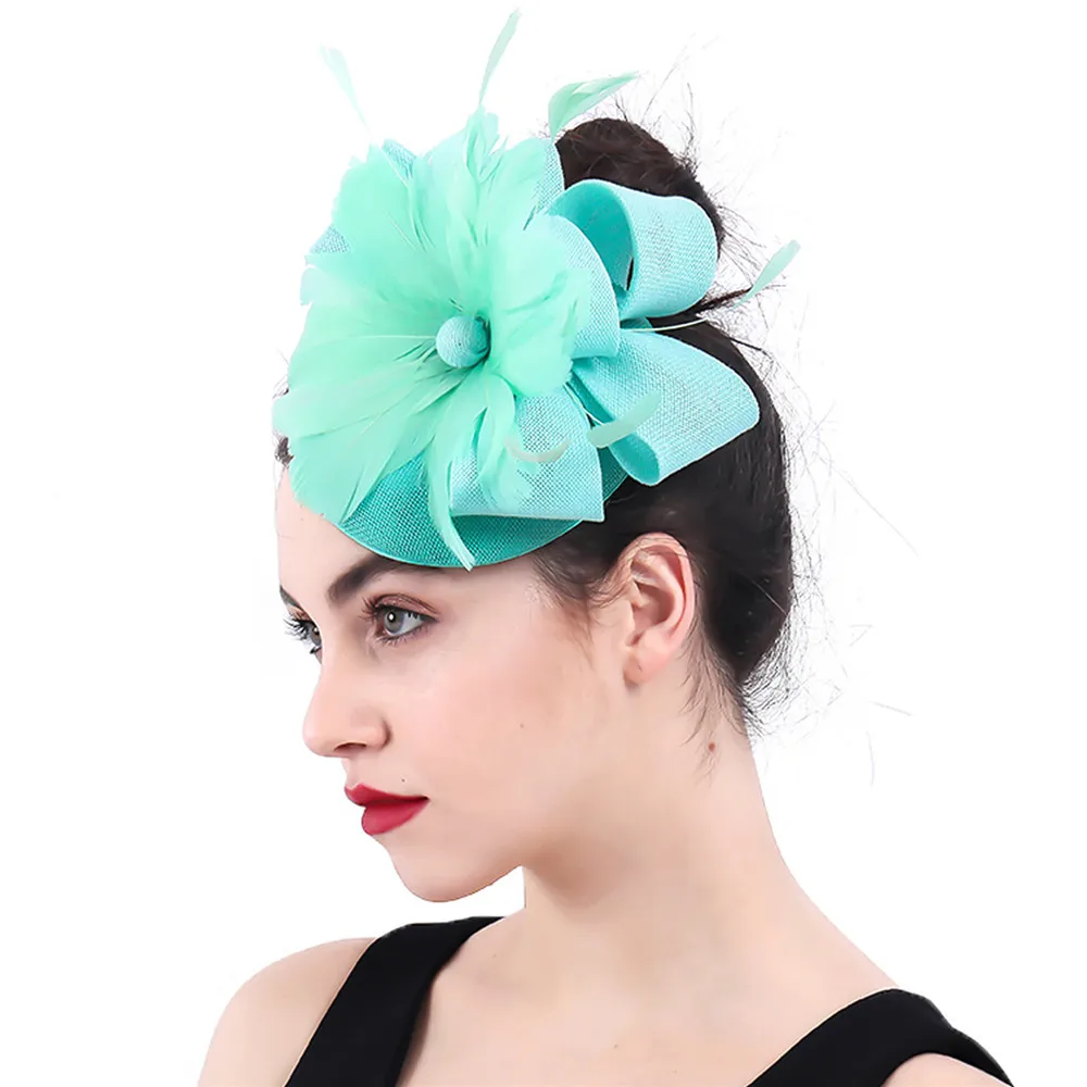 Смарагдово-зеленый свадебный фасцинатор с зажимом для волос, головной убор федора с пером для женщин, пиллбокс шляпка для вечеринки, аксессуары для платья