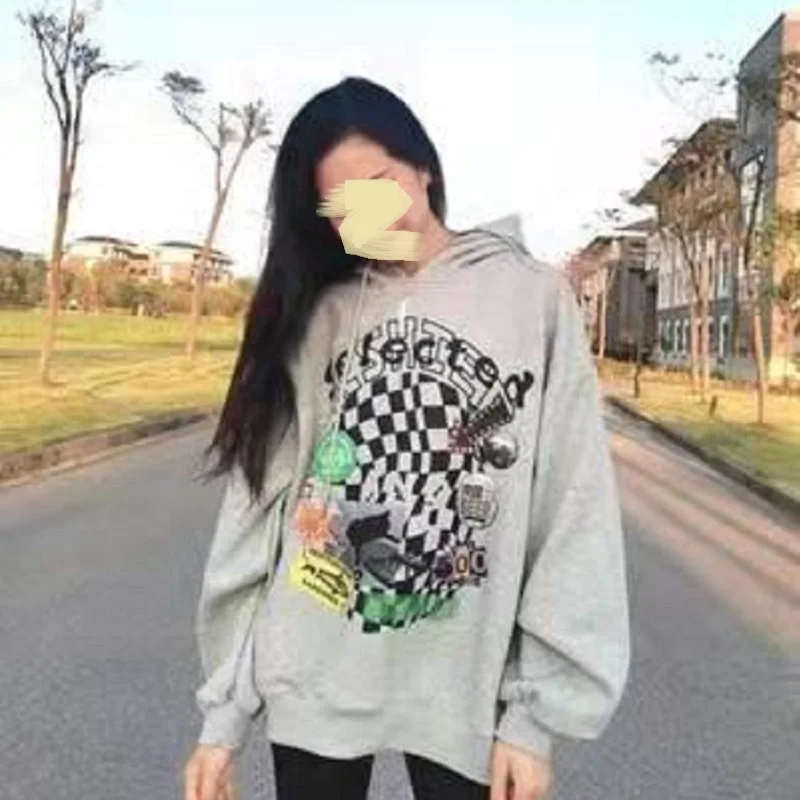 Женские толстовки с капюшоном свитшот флисовый спортивный костюм свободный