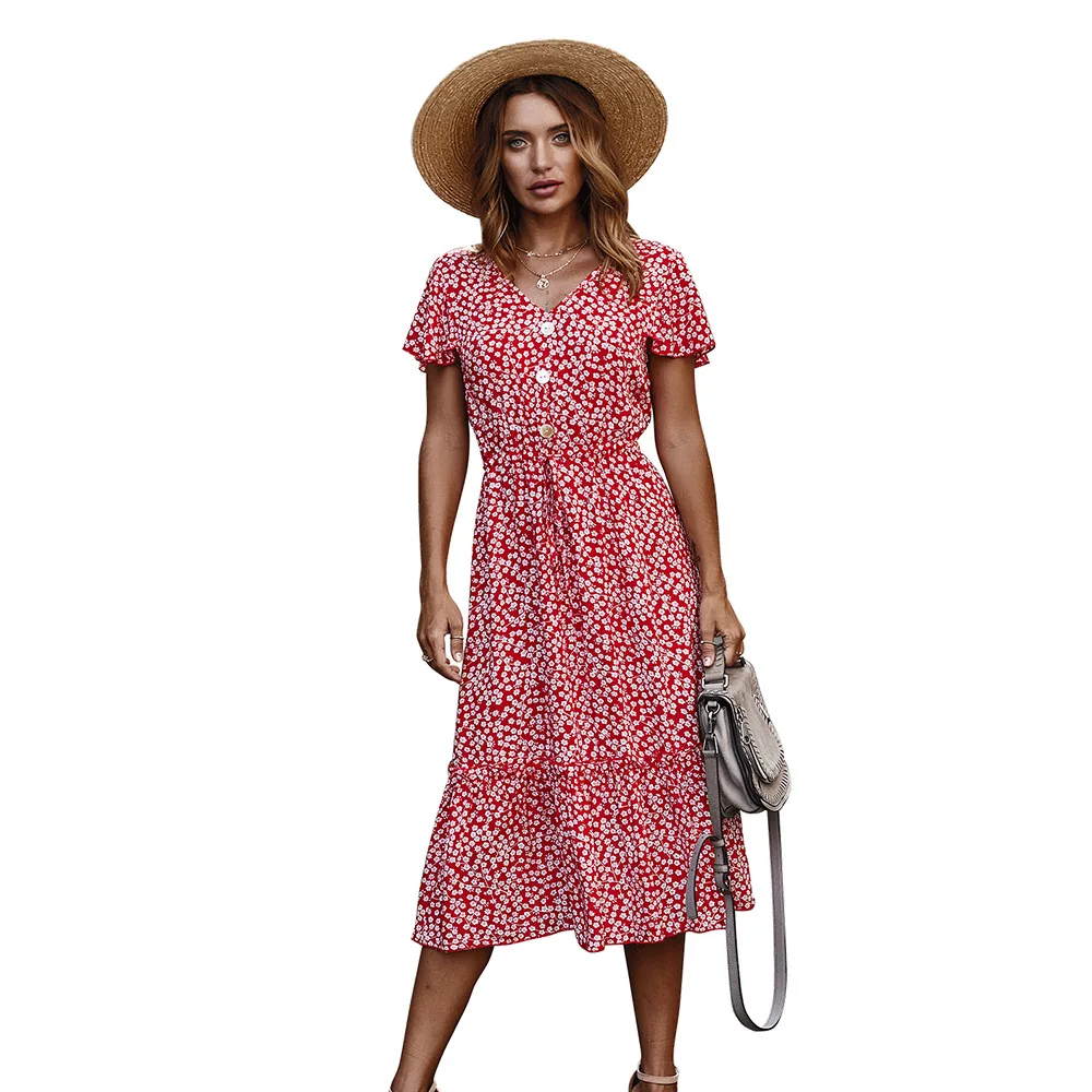 

Traf Womens Clothing Summer Noble And Elegant Small Floral Fasion Sexy Women's Dress 2021 Kpytomoa Summer Dress The Palace Store